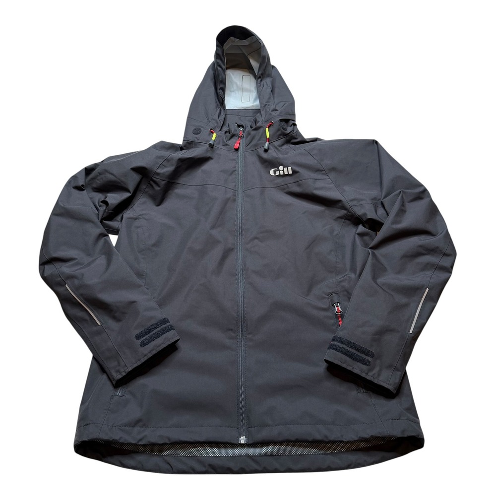 GILL Hooded Pilot Jacket Black‎ Gray Sailing Technical Shell Women's Size 8 Boat